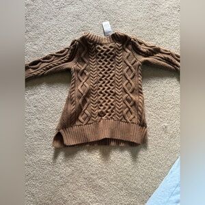Gap Baby Cable Knit Crewneck Sweater Dress - Brown NWT